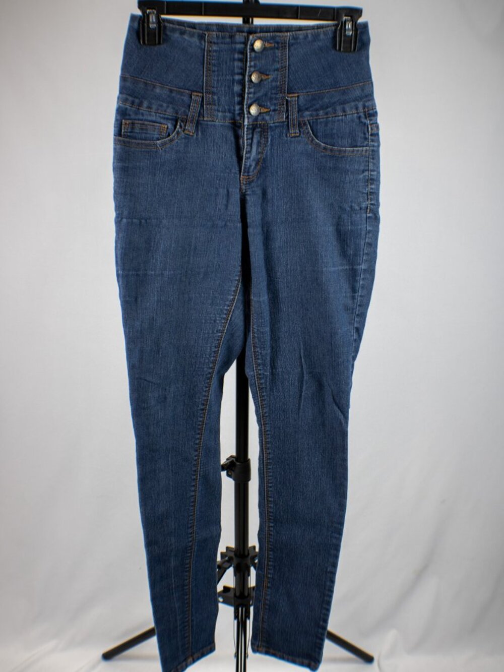 Cello Jeans Ultra High Waisted 3-Button Skinny Jeans Dark Wash Size 5